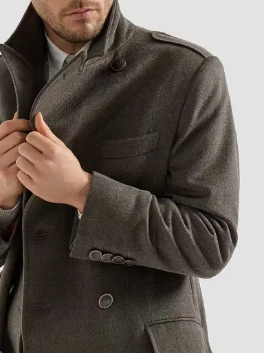 Brunello Cucinelli Men's Lightweight Virgin Wool Cloth One-and-a Half Breasted Coat | Thumbnail 5
