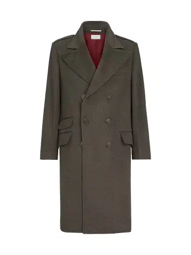Brunello Cucinelli Men's Lightweight Virgin Wool Cloth One-and-a Half Breasted Coat | Thumbnail 1