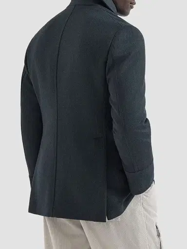 Brunello Cucinelli Men's Wool and Cashmere Cavalry Peacoat with Metal Buttons | Thumbnail 3