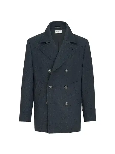 Brunello Cucinelli Men's Wool and Cashmere Cavalry Peacoat with Metal Buttons | Thumbnail 1