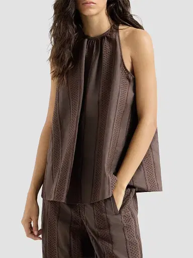 Brunello Cucinelli Women's Techno Cotton Poplin Broderie Anglaise Top | Thumbnail 2 Brunello Cucinelli Women's Techno Cotton Poplin Broderie Anglaise Top | Thumbnail 2