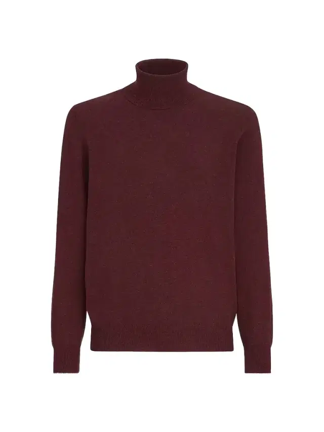 Brunello Cucinelli Men's Mouliné Cashmere Turtleneck Sweater - Dark Grey