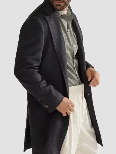 Brunello Cucinelli Men's Lightweight Virgin Wool Cloth Coat | Thumbnail 4 Brunello Cucinelli Men's Lightweight Virgin Wool Cloth Coat | Thumbnail 4