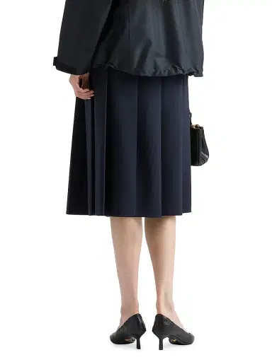 Prada Women's Hopsack and Technical Fabric Midi-Skirt - Blue | Thumbnail 3 Prada Women's Hopsack and Technical Fabric Midi-Skirt - Blue | Thumbnail 3