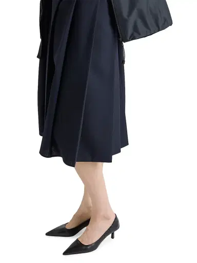 Prada Women's Hopsack and Technical Fabric Midi-Skirt - Blue | Thumbnail 4 Prada Women's Hopsack and Technical Fabric Midi-Skirt - Blue | Thumbnail 4