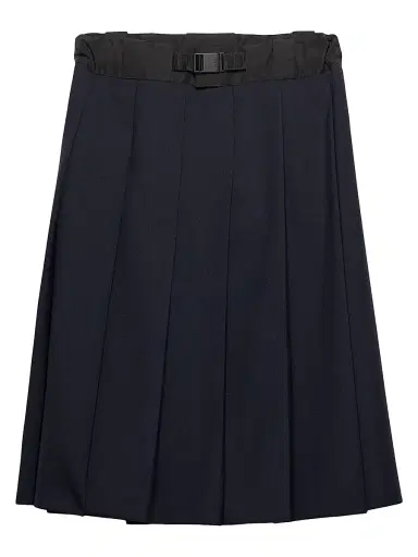 Prada Women's Hopsack and Technical Fabric Midi-Skirt - Blue | Thumbnail 1 Prada Women's Hopsack and Technical Fabric Midi-Skirt - Blue | Thumbnail 1