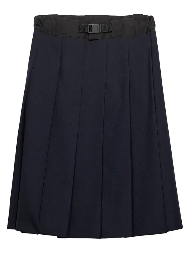 Women's Hopsack and Technical Fabric Midi-Skirt - Blue