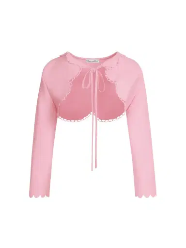 Oscar de la Renta Scallop Trim Knit Bolero | Thumbnail 1 Oscar de la Renta Scallop Trim Knit Bolero | Thumbnail 1