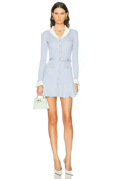 Self-Portrait Ribbed Knit Mini Dress | Thumbnail 1 Self-Portrait Ribbed Knit Mini Dress | Thumbnail 1