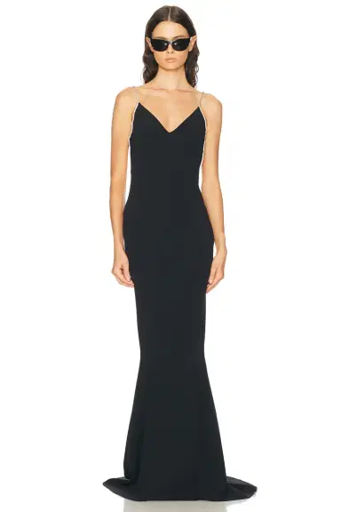 Tom Ford Crystal Chain Embroidered Satin Evening Dress | Thumbnail 1 Tom Ford Crystal Chain Embroidered Satin Evening Dress | Thumbnail 1