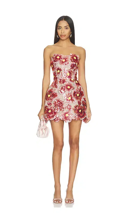 Bronx and Banco Raspberry Sequin Maraya Strapless Mini Dress