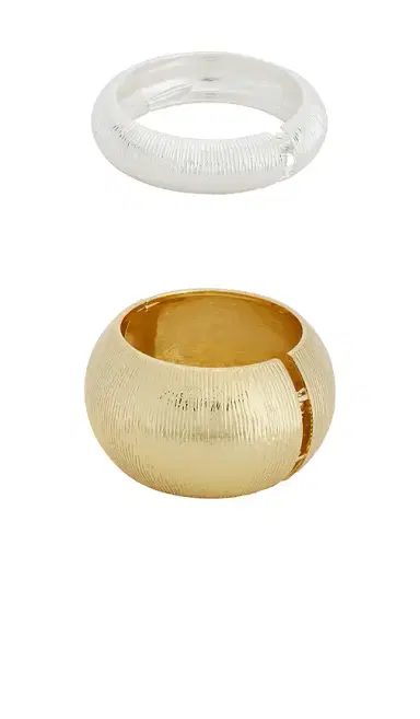 Epifene Chunky Textured Mixed Metal Bangles Set Of 2 | Thumbnail 6