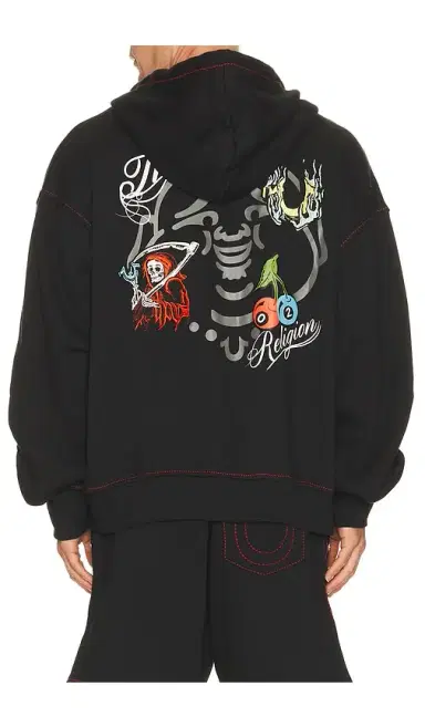 True Religion Buddha Face Big T Boxy Zip Up Hoodie | Thumbnail 2 True Religion Buddha Face Big T Boxy Zip Up Hoodie | Thumbnail 2