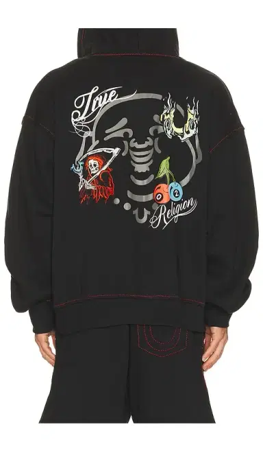 True Religion Buddha Face Big T Boxy Zip Up Hoodie | Thumbnail 3 True Religion Buddha Face Big T Boxy Zip Up Hoodie | Thumbnail 3