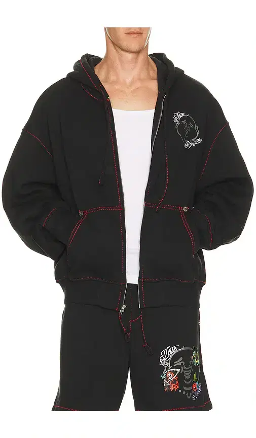 Buddha Face Big T Boxy Zip Up Hoodie