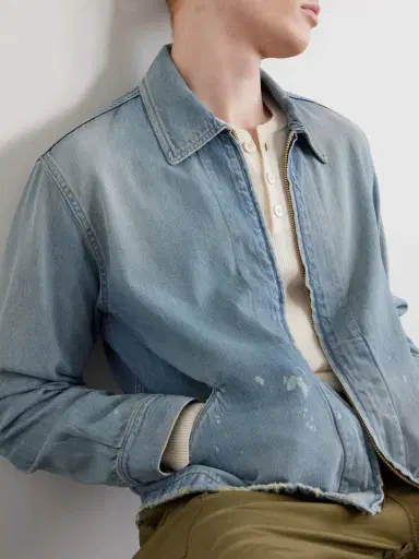 FULLCOUNT Distressed Denim Zip-Up Jacket - Men | Thumbnail 5