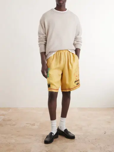 Paly Hollywood Montauk Embroidered Printed Corduroy-Linen Shorts - Men | Thumbnail 2