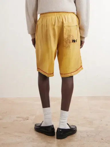 Paly Hollywood Montauk Embroidered Printed Corduroy-Linen Shorts - Men | Thumbnail 4