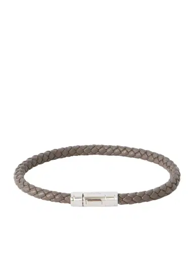 Tom Ford Logo-Engraved Silver-Tone and Woven Leather Bracelet - Men | Thumbnail 1 Tom Ford Logo-Engraved Silver-Tone and Woven Leather Bracelet - Men | Thumbnail 1