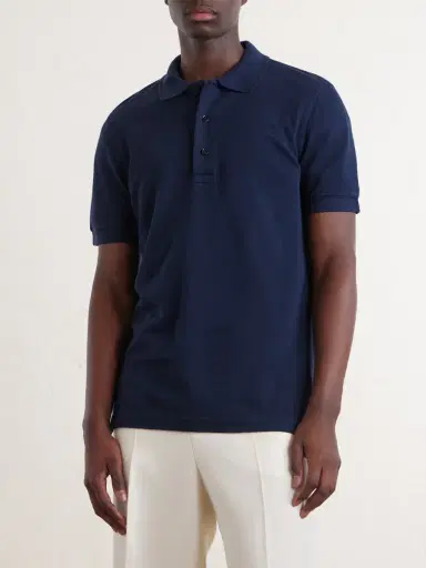 Tom Ford Slim-Fit Lyocell and Cotton-Blend Piqué Polo Shirt - Men | Thumbnail 3
