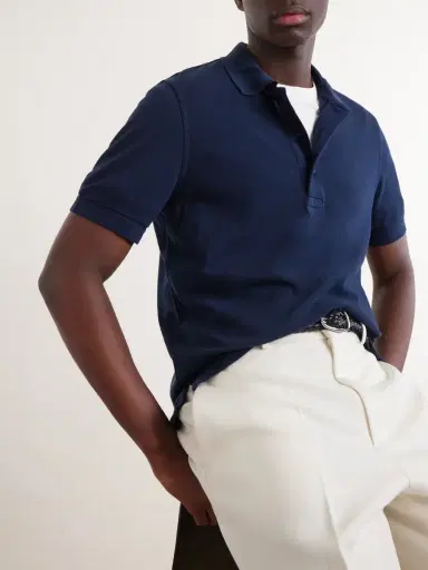 Tom Ford Slim-Fit Lyocell and Cotton-Blend Piqué Polo Shirt - Men | Thumbnail 5