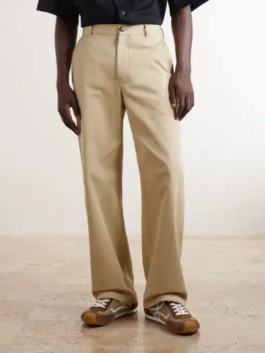 Loewe Logo-Embroidered Wide-Leg Cotton-Blend Drill Trousers - Men | Thumbnail 3 Loewe Logo-Embroidered Wide-Leg Cotton-Blend Drill Trousers - Men | Thumbnail 3