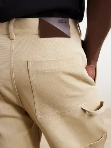 Loewe Logo-Embroidered Wide-Leg Cotton-Blend Drill Trousers - Men | Thumbnail 5 Loewe Logo-Embroidered Wide-Leg Cotton-Blend Drill Trousers - Men | Thumbnail 5