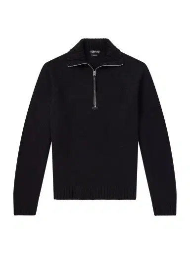 Tom Ford Wool and Cashmere-Blend Half-Zip Sweater - Men | Thumbnail 1 Tom Ford Wool and Cashmere-Blend Half-Zip Sweater - Men | Thumbnail 1