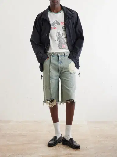 Paly Hollywood Good Good Times Distressed Denim Shorts - Men | Thumbnail 2 Paly Hollywood Good Good Times Distressed Denim Shorts - Men | Thumbnail 2