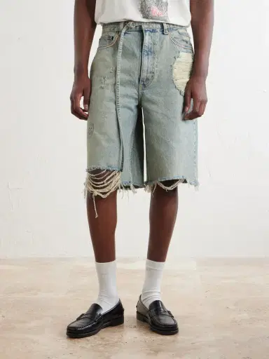 Paly Hollywood Good Good Times Distressed Denim Shorts - Men | Thumbnail 3 Paly Hollywood Good Good Times Distressed Denim Shorts - Men | Thumbnail 3