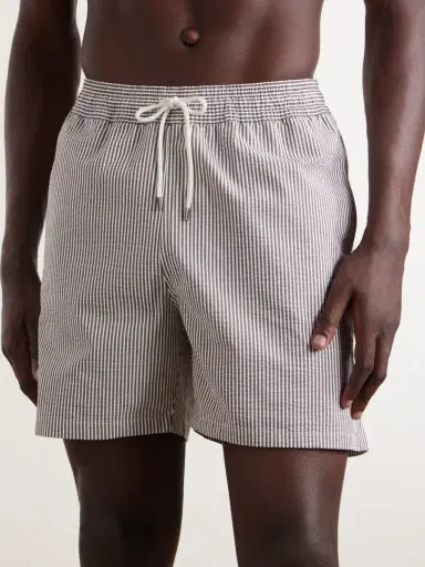 Polo Ralph Lauren Traveler Striped Straight-Leg Mid-Length Cotton-Blend Seersucker Swim Shorts - Men | Thumbnail 2 Polo Ralph Lauren Traveler Striped Straight-Leg Mid-Length Cotton-Blend Seersucker Swim Shorts - Men | Thumbnail 2