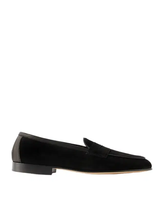 Edward Green Polperro Leather-Trimmed Suede Penny Loafers - Men