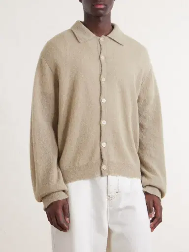 Our Legacy Evening Polo Alpaca and Wool-Blend Cardigan - Men | Thumbnail 3 Our Legacy Evening Polo Alpaca and Wool-Blend Cardigan - Men | Thumbnail 3