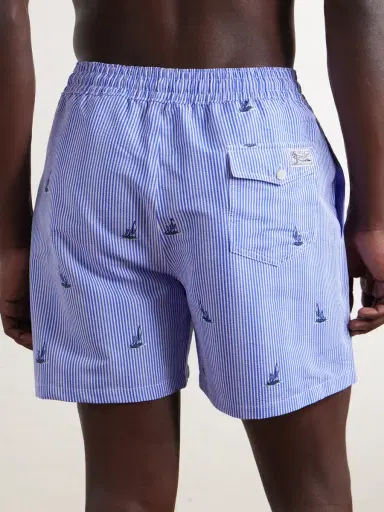 Polo Ralph Lauren Striped Straight-Leg Mid-Length Recycled-Seersucker Swim Shorts - Men | Thumbnail 3 Polo Ralph Lauren Striped Straight-Leg Mid-Length Recycled-Seersucker Swim Shorts - Men | Thumbnail 3