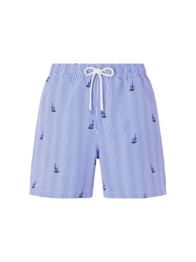 Polo Ralph Lauren Striped Straight-Leg Mid-Length Recycled-Seersucker Swim Shorts - Men