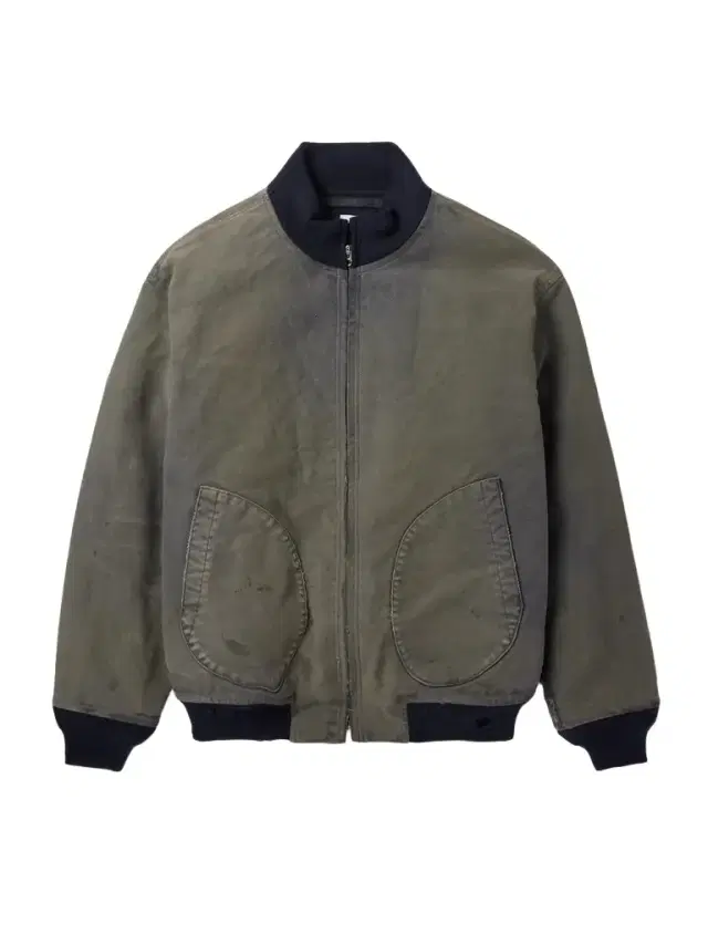 A.PRESSE Vintage Distressed Ribbed Wool-Trimmed Denim Bomber Jacket - Men