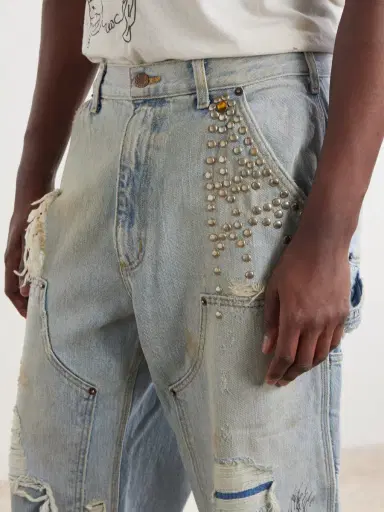 Paly Hollywood Straight-Leg Distressed Studded Jeans - Men | Thumbnail 5 Paly Hollywood Straight-Leg Distressed Studded Jeans - Men | Thumbnail 5