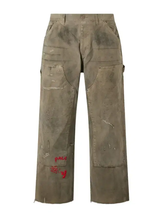Paly Hollywood Been Thru It Straight-Leg Distressed Waxed Cotton-Canvas Trousers - Men
