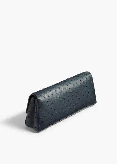 Khaite Audrey Clutch In Midnight Navy Ostrich | Thumbnail 2