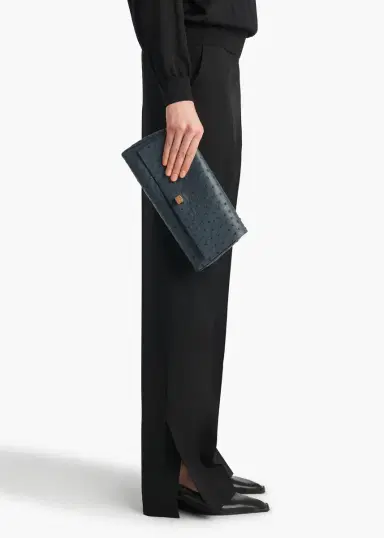 Khaite Audrey Clutch In Midnight Navy Ostrich | Thumbnail 5