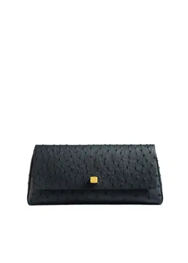Khaite Audrey Clutch In Midnight Navy Ostrich | Thumbnail 1