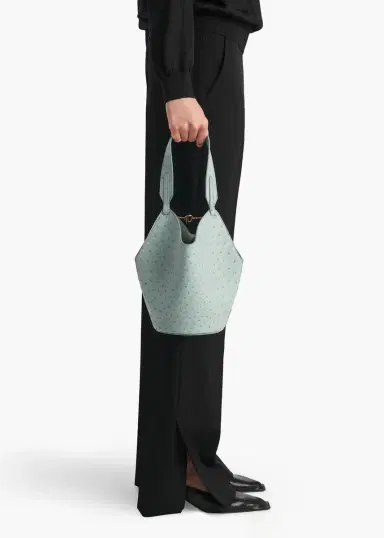 Khaite Mini Lotus Tote In Frost Ostrich | Thumbnail 5 Khaite Mini Lotus Tote In Frost Ostrich | Thumbnail 5