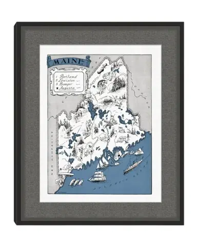 Wendover Art Group Pictorial Map of Maine | Thumbnail 1 Wendover Art Group Pictorial Map of Maine | Thumbnail 1