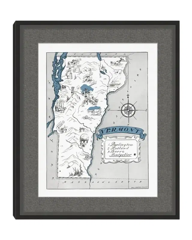Wendover Art Group Pictorial Map of Vermont