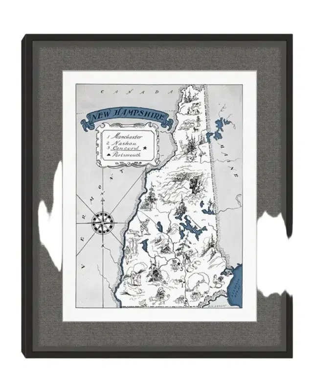 Wendover Art Group Pictorial Map of New Hampshire
