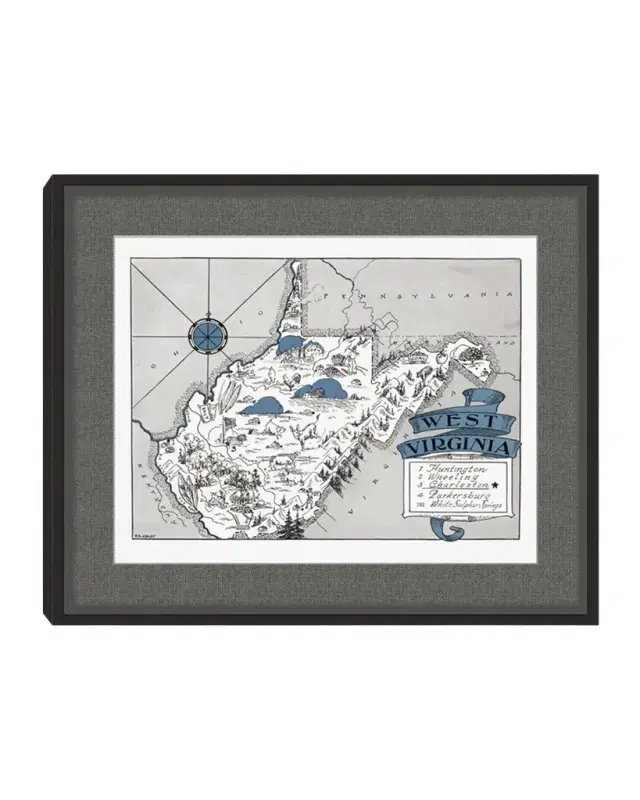 Wendover Art Group Pictorial Map of West Virginia