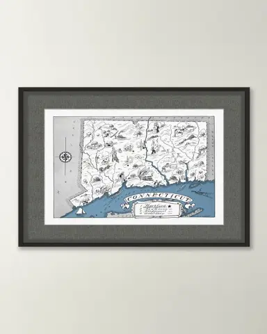 Wendover Art Group Pictorial Map of Connecticut | Thumbnail 2 Wendover Art Group Pictorial Map of Connecticut | Thumbnail 2