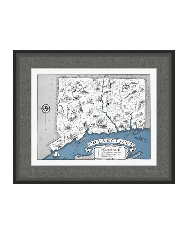 Wendover Art Group Pictorial Map of Connecticut