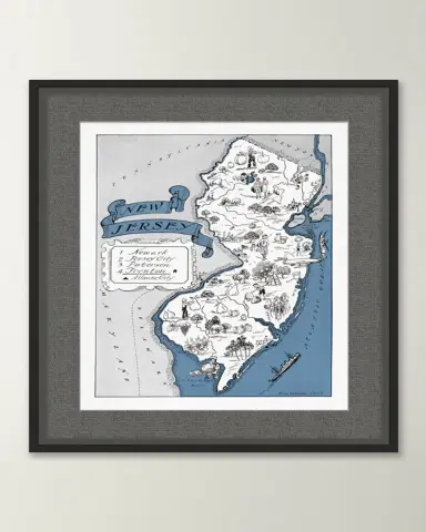 Wendover Art Group Pictorial Map of New Jersey | Thumbnail 2 Wendover Art Group Pictorial Map of New Jersey | Thumbnail 2