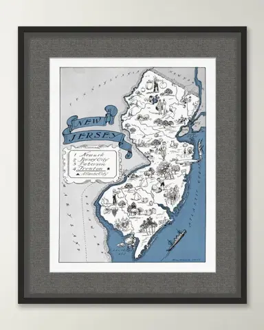 Wendover Art Group Pictorial Map of New Jersey | Thumbnail 3 Wendover Art Group Pictorial Map of New Jersey | Thumbnail 3